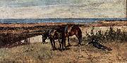 Giovanni Fattori Soldat mit zwei Pferden am Ufer des Meeres Germany oil painting artist